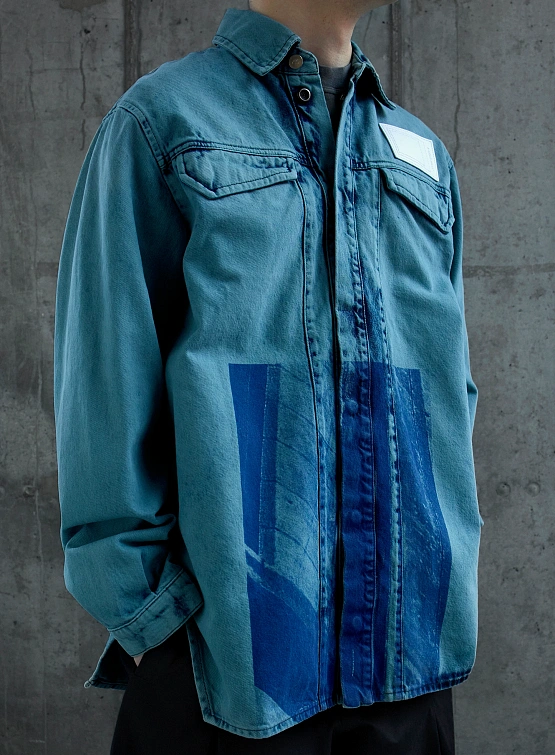 Рубашка A-COLD-WALL* Bleached Overdyed Faded Teal