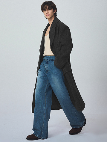 Пальто System Wide Laper Oversized Black Grey