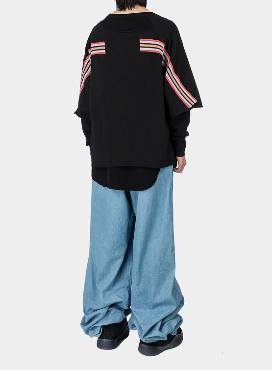 Лонгслив FACETASM Asymmetrical Layered Rib Black