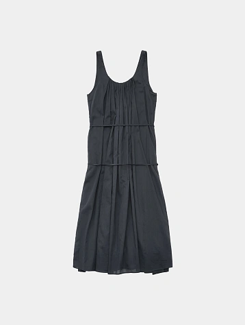 Женское платье AMOMENTO Neck Shirring Sheer Long Dress Navy