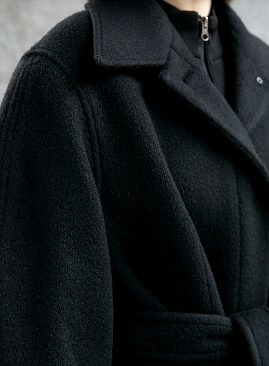 Женское пальто AMOMENTO Hourglass Long Coat Black