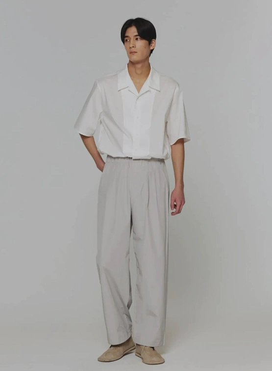 Рубашка AMOMENTO Open Collar Half White