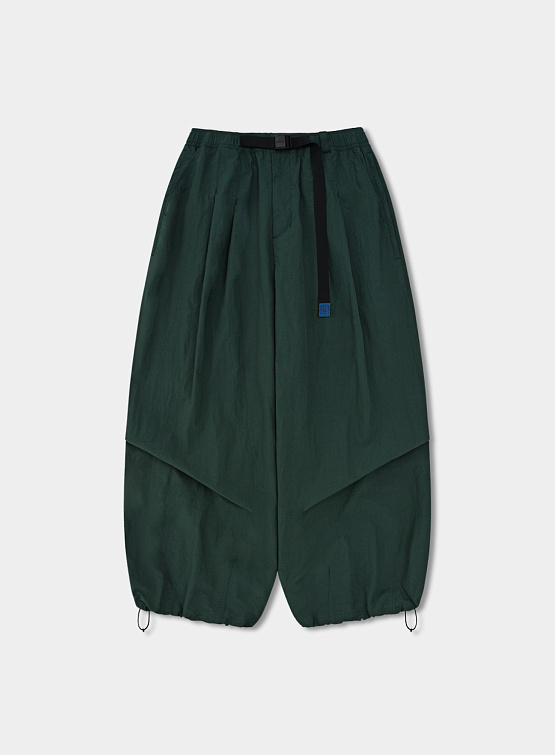 Брюки ANGLAN Nylon Tuck Belt String Balloon Pants Green