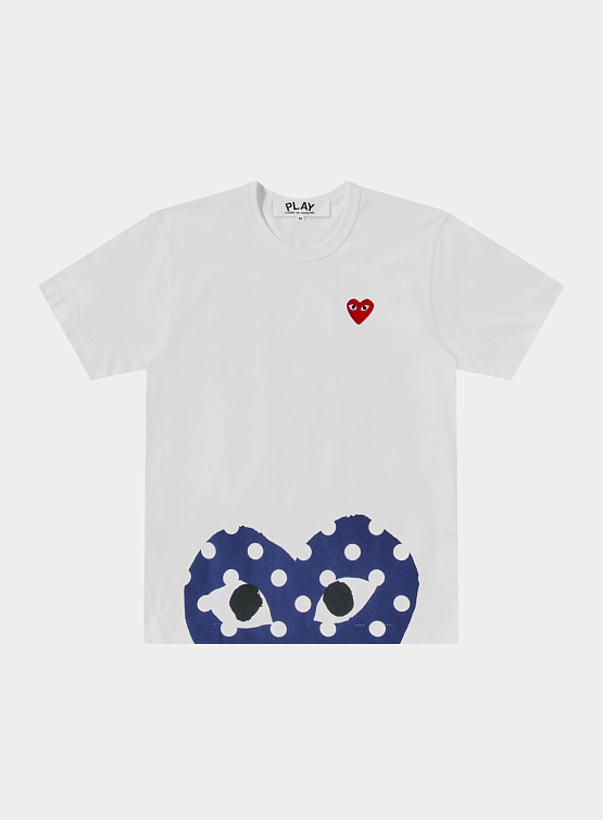 Футболка Comme des Garçons PLAY Polka Dot Edge Heart White