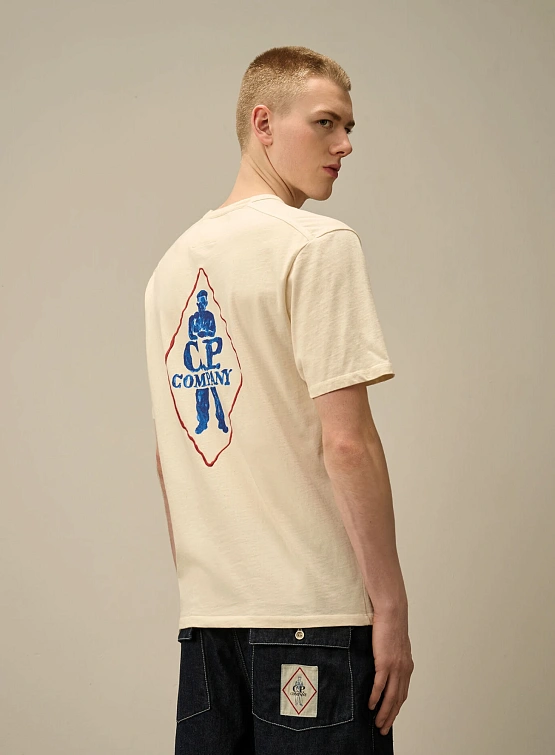 Футболка C.P. Company Natural Jersey Logo Pistachio Shell