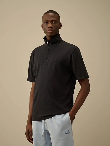 Поло C.P. Company 1020 Jersey Half Zip Total Eclipse Blue