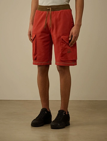 Шорты C.P. Company Diagonal Fleece Mixed Cargo Ketchup Red
