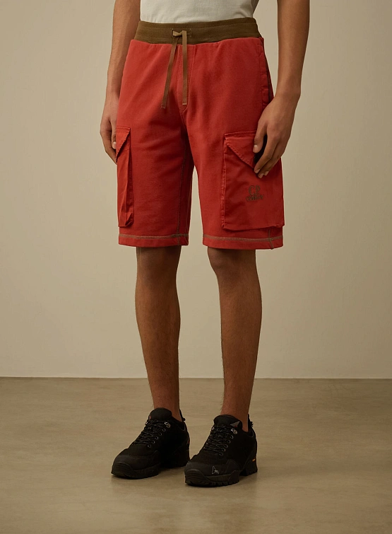 Шорты C.P. Company Diagonal Fleece Mixed Cargo Ketchup Red