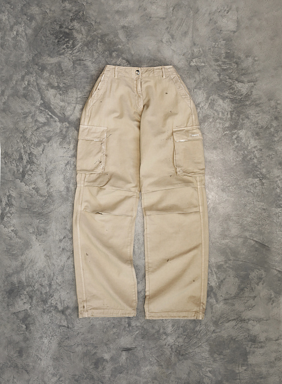 Женские брюки Coperni Canvas Wide Leg Cargo Pants Beige