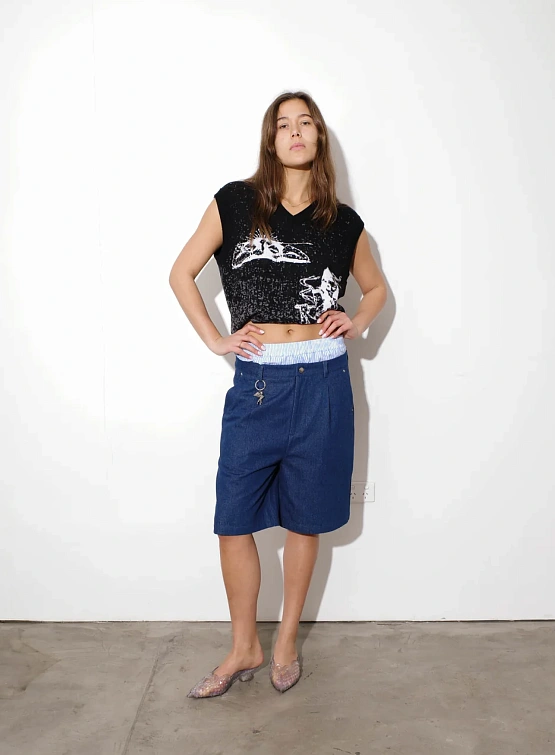 Шорты Jungles Jungles Pleated Denim Shorts Indigo