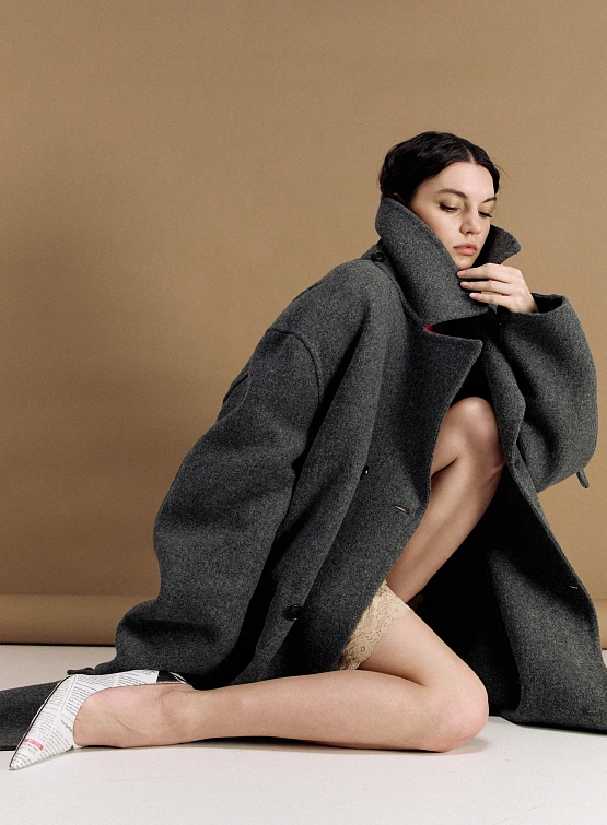 Пальто Recto Handmade Kuse Oversized Melange Grey