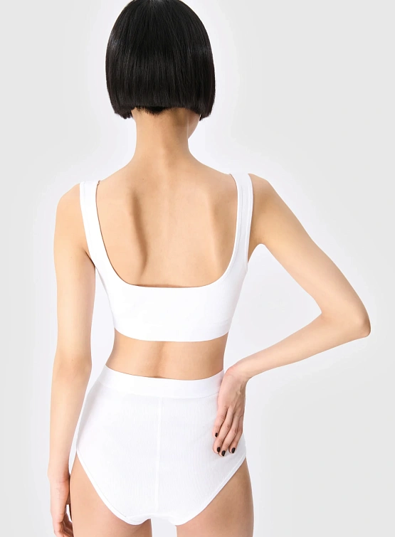 Бра Marine Serre Moon Logo Stretched Jersey Sport Bra White