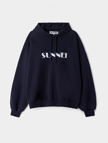 Худи Sunnei Hoodie Big Logo Embroidered Dark Blue