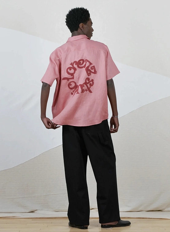Рубашка lorenz Studio Appliqué Linen Shirt Salmon Pink