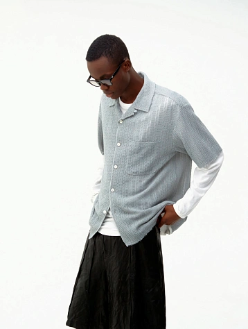 Рубашка COOR Cable Knit Camp Collar Light Grey