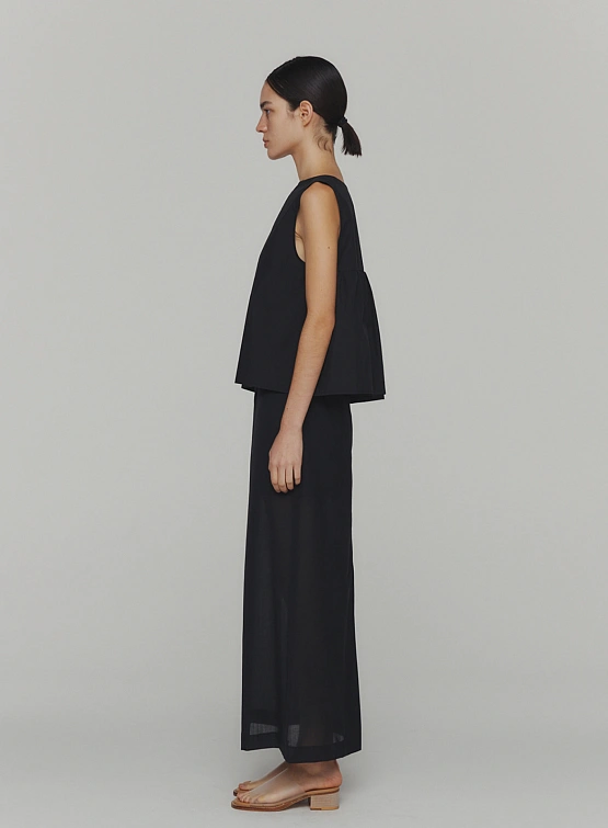 Топ AMOMENTO Cotton Two-Way Shirring Top Black