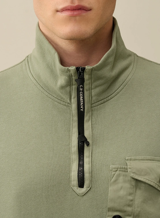 Халф-зип C.P. Company Cotton Fleece Mixed Agave Green