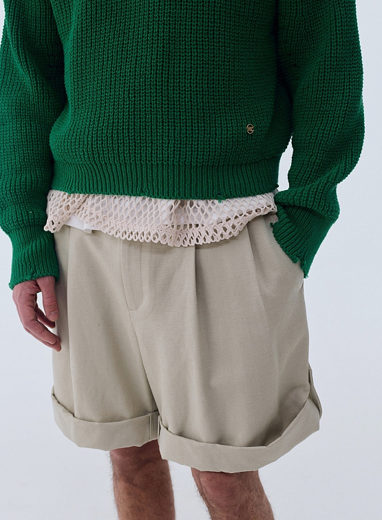 Шорты Recto Wool Roll Up Detail Wide Short Light Khaki