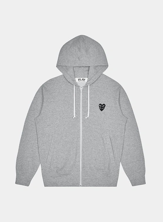 Зип-худи Comme des Garçons PLAY Double Black Heart Grey