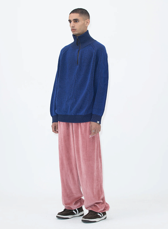 Свитер YESEYESEE Rib Knit Half Zip Up Blue