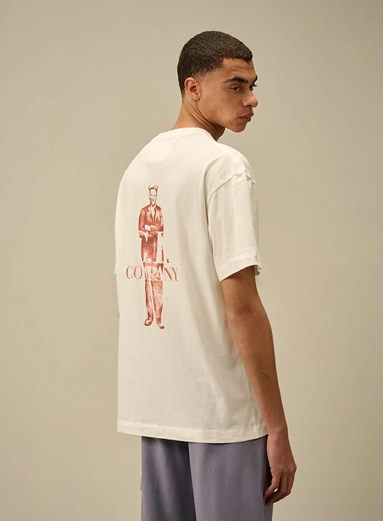 Футболка C.P. Company 30/1 Jersey Logo Gauze White