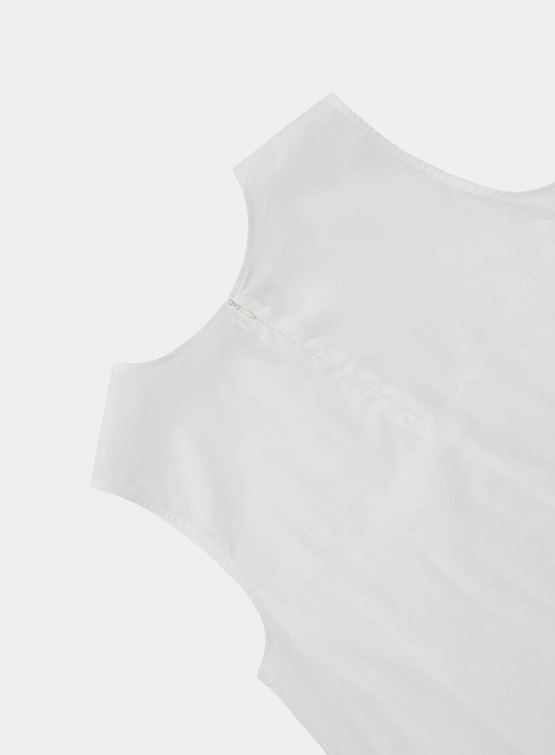 Топ AMOMENTO Cotton Two-Way Shirring Top White