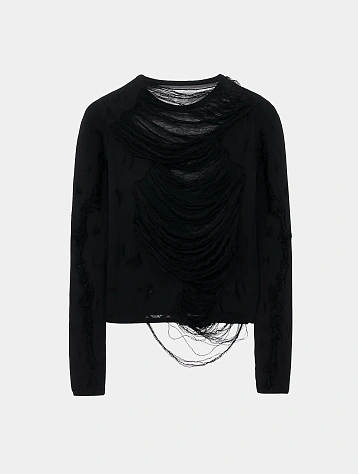 Женский лонгслив MM6 Maison Margiela Black Distressed Black