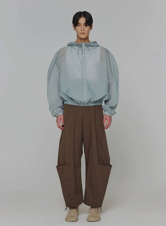 Ветровка AMOMENTO Sheer Nylon Raglan Hooded Blue