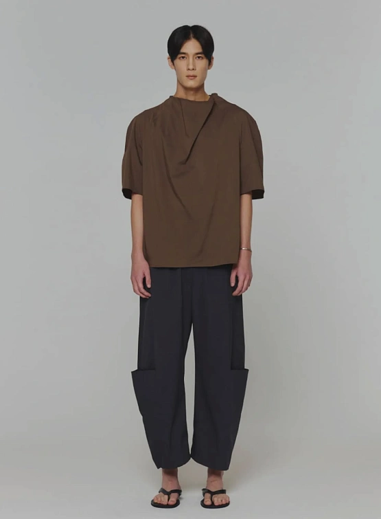 Топ AMOMENTO Raglan Cowl Neck Brown