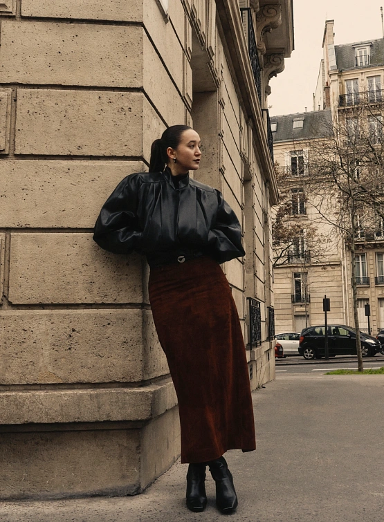 Женская юбка LE17SEPTEMBRE Leather Straight Brown