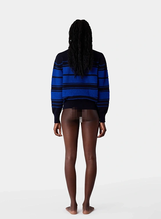 Пуловер Sunnei Striped Knit Longsleeve Polo Dark Blue