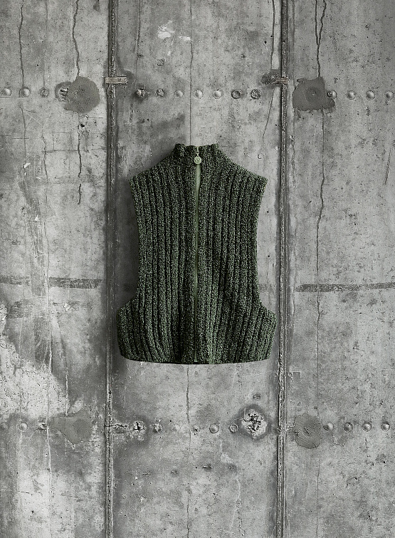 Женский жилет OPEN YY Ribbed Zip Knit Vest Khaki