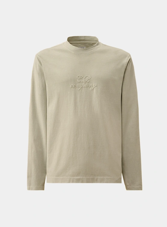 Лонгслив C.P. Company 20/1 Jersey Boxy Logo Blue Fox Grey