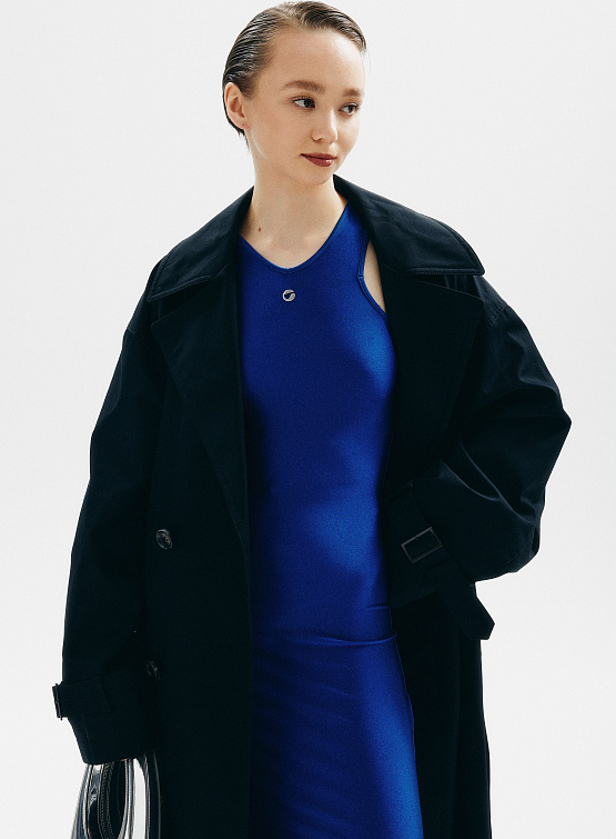 Тренч JUUN.J Bentail Hidden Double Trench Coat Black