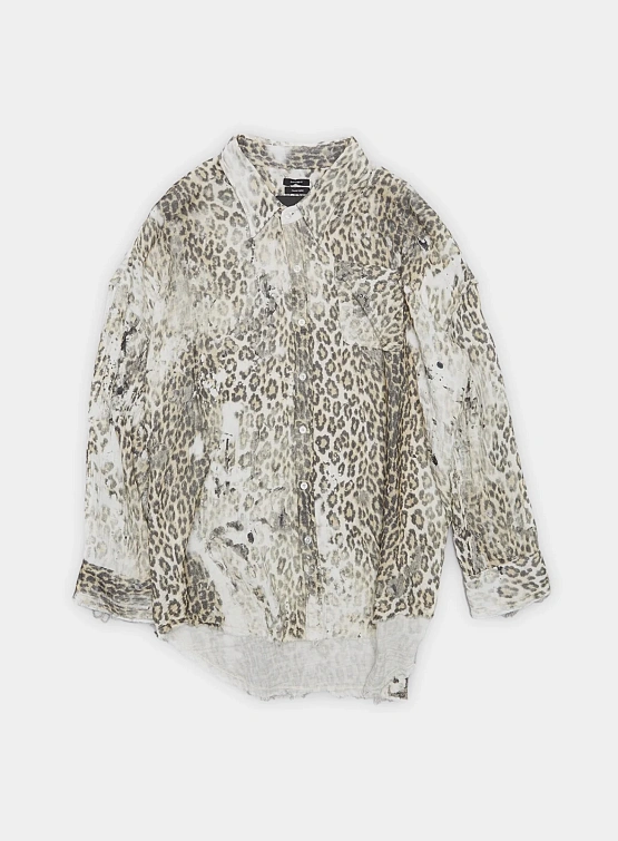 Женская Рубашка R13 Shredded Seam Drop Neck Leopard