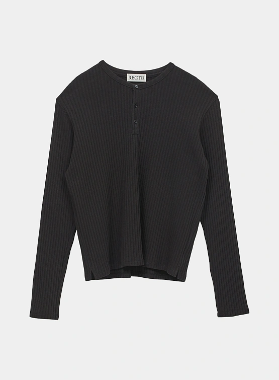 Лонгслив Recto RC Logo Jacquard Patch Henley Neck Black