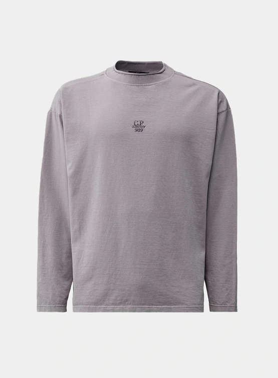Лонгслив C.P. Company 20/1 Jersey Boxy Logo Lavander Violet
