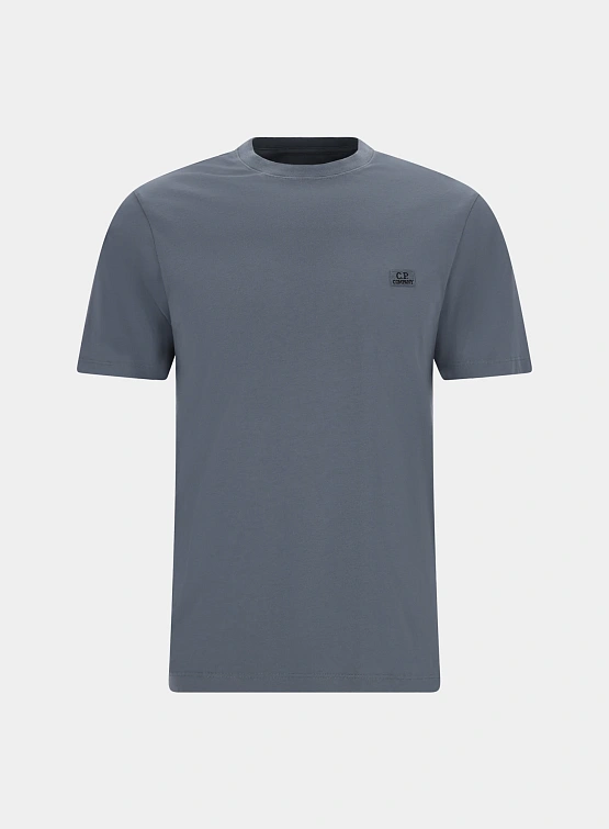 Футболка C.P. Company 30/1 Jersey Logo Patch Stormy Weather