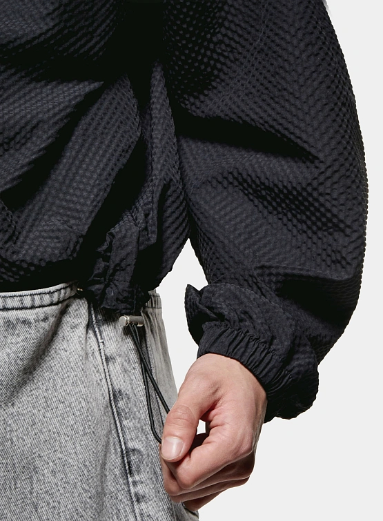 Халф-зип MKI MIYUKI ZOKU Seersucker Quarter Black