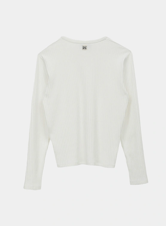 Лонгслив Recto RC Logo Jacquard Patch Henley Neck White