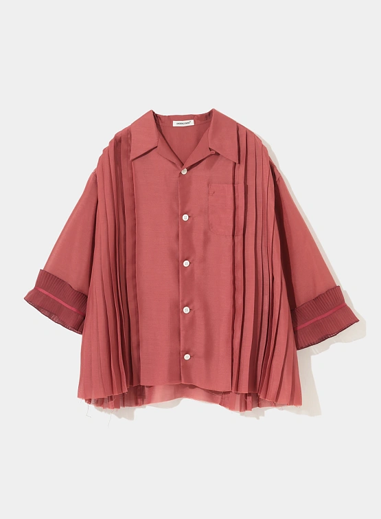 Женская рубашка UNDERCOVER Pleated Mix Open Collar Top Red