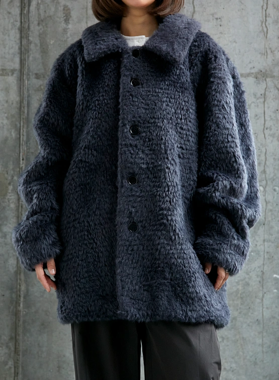 Флисовая куртка AMOMENTO Fur Mid Coat Charcoal