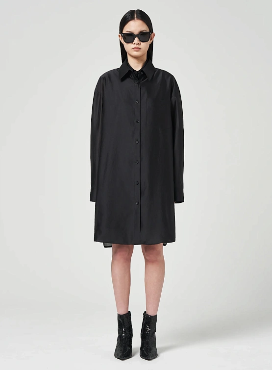 Женская рубашка JUUN.J Shiny Double Long Shirt Black