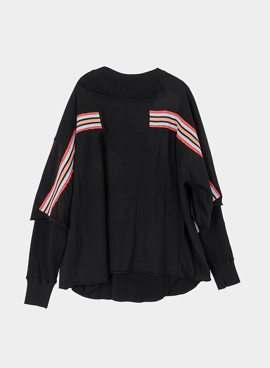 Лонгслив FACETASM Asymmetrical Layered Rib Black