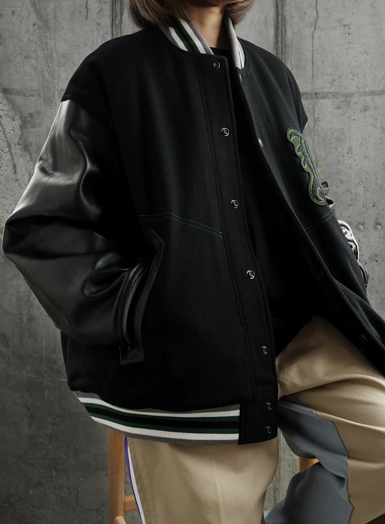 Бомбер FACETASM Patched Stadium Black