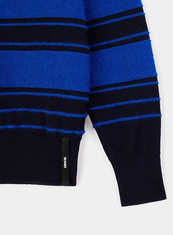 Пуловер Sunnei Striped Knit Longsleeve Polo Dark Blue