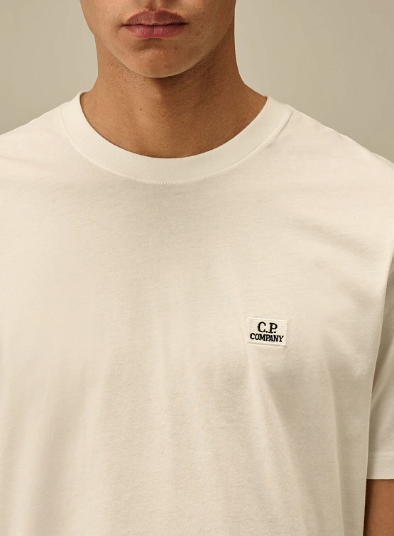 Футболка C.P. Company 30/1 Jersey Logo Patch Gauze White