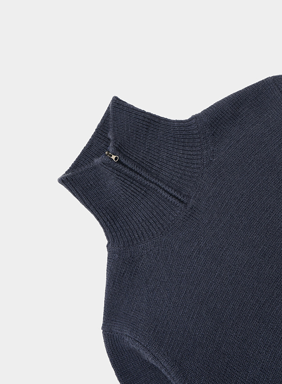 Халф-зип AMOMENTO Half Zip-Up Knit Dark Navy