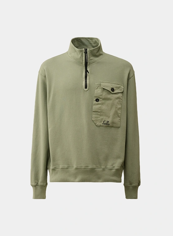 Халф-зип C.P. Company Cotton Fleece Mixed Agave Green
