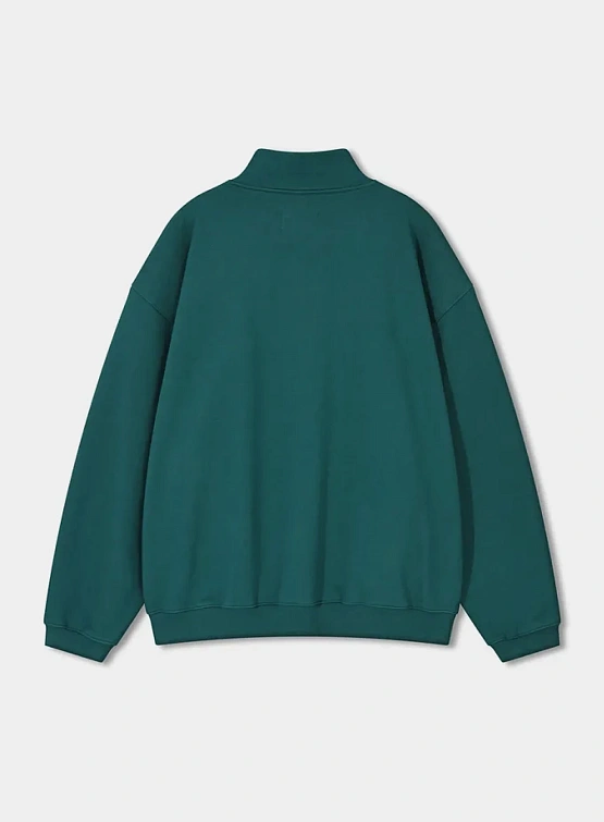 Халф-зип ANGLAN Applique Sweat Half Zip Up Blue Green